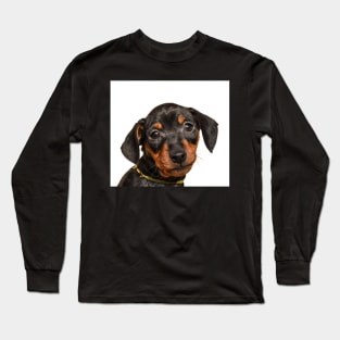 Portrait of black puppy Long Sleeve T-Shirt